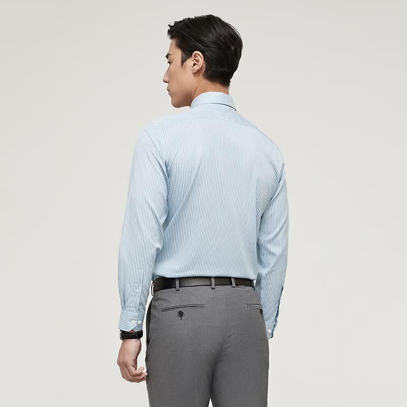 YOUNGOR Men's Breathable Wrinkle-Resistant Long-Sleeve Shirt