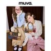 MUVA Genuine Leather Color Block Small Square Crossbody Bag