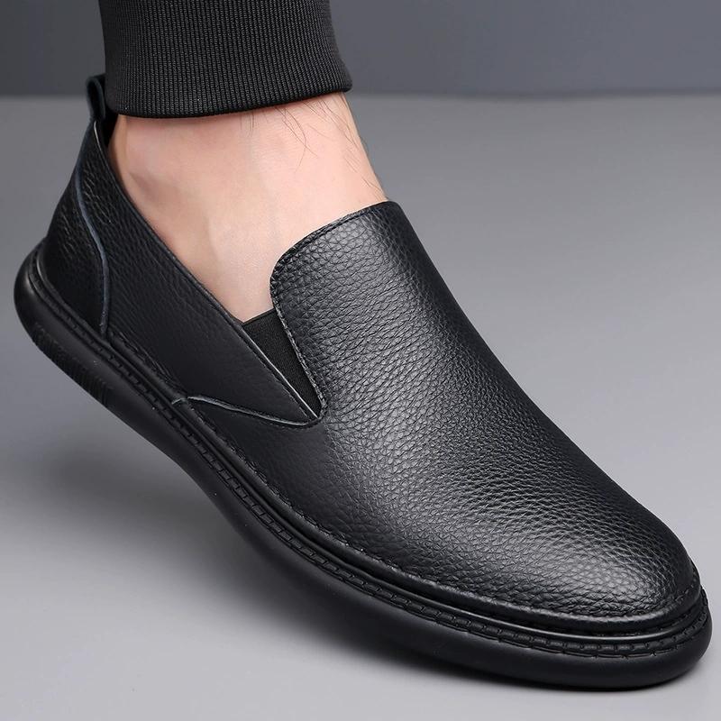 Mens Leather Shoes Slip On Soft Loafers Non Slip Breathable Driving Flats Spring Walking Office Work Shoes Mocassin Homme