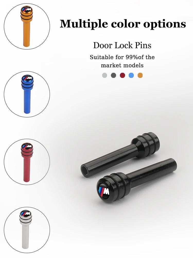 LJEEG1 2026 Car Sticker 4Pcs Car Door Lock Knob Alloy Security Insurance Pull Pins For BMW M E34 E36 E60 E90 E46 E39 E70 F10 F20 F30 X5
