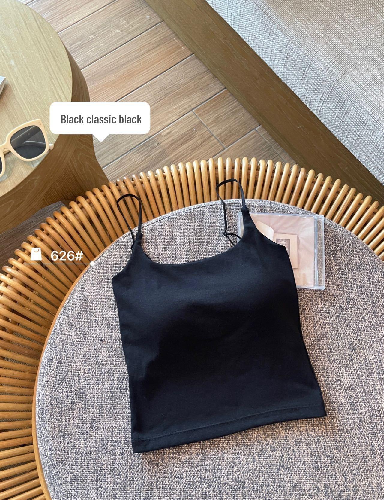702 Spicy Girl Women s Pure Cotton Camisole Vest with Adjustable Straps and Built-in Bra Pads One Size (80-120 Jin)