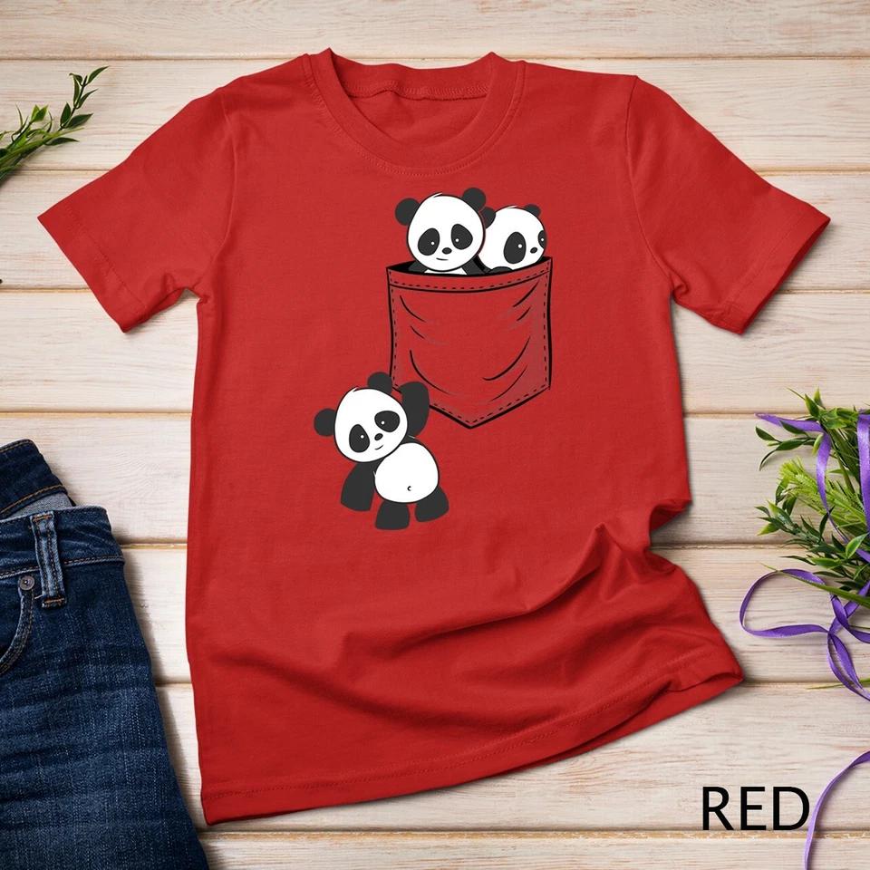 For Panda Lovers Cute Kawaii Baby Pandas In Pocket Unisex T-shirt 8 S