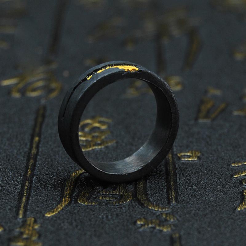 Chiba Lux Black Lightning Ring: Unique Open Design for Couples