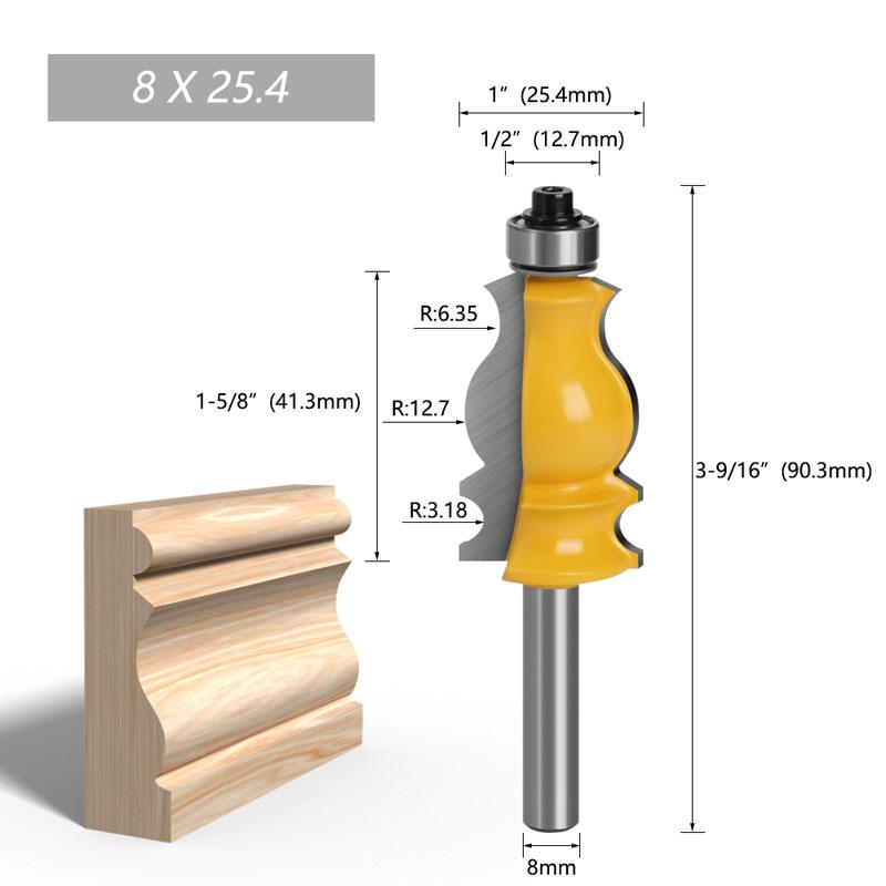 1buc 8mm tijă arhitecturală turnare balustradă router bit carcasă bază linie CNC freze pentru prelucrarea lemnului freza frontală