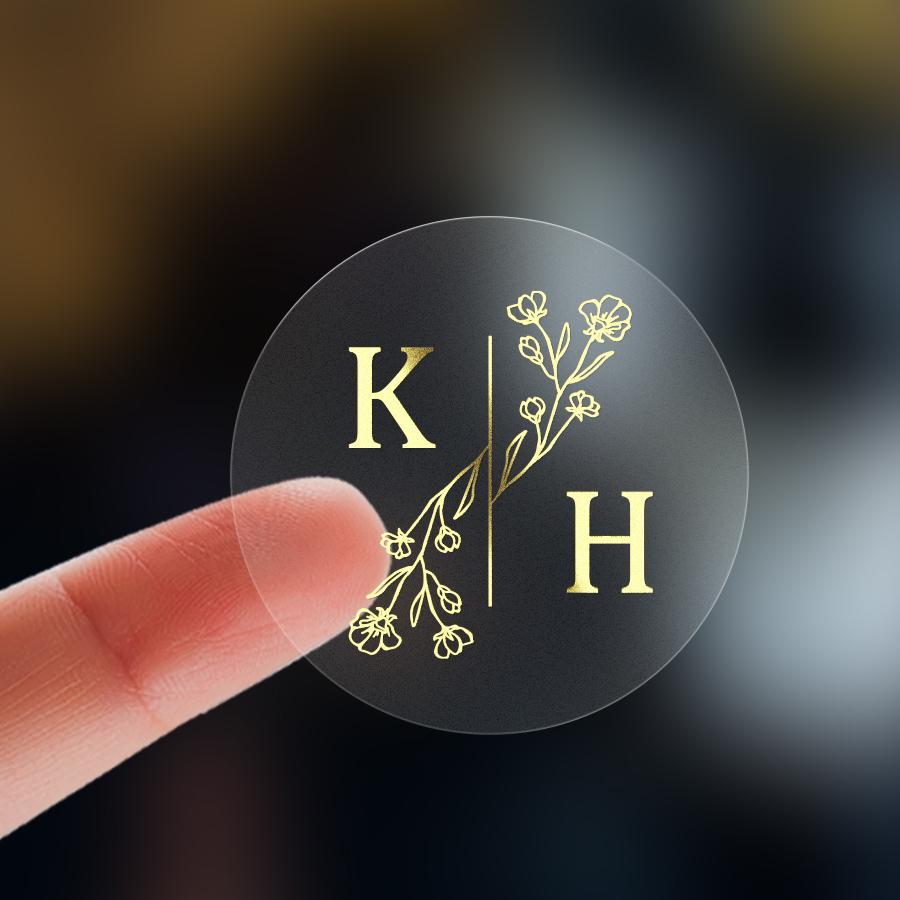 Customize Transparent Gold Stickers - Waterproof Personalized Labels For Wedding Favors Gift Tags  Event Packaging