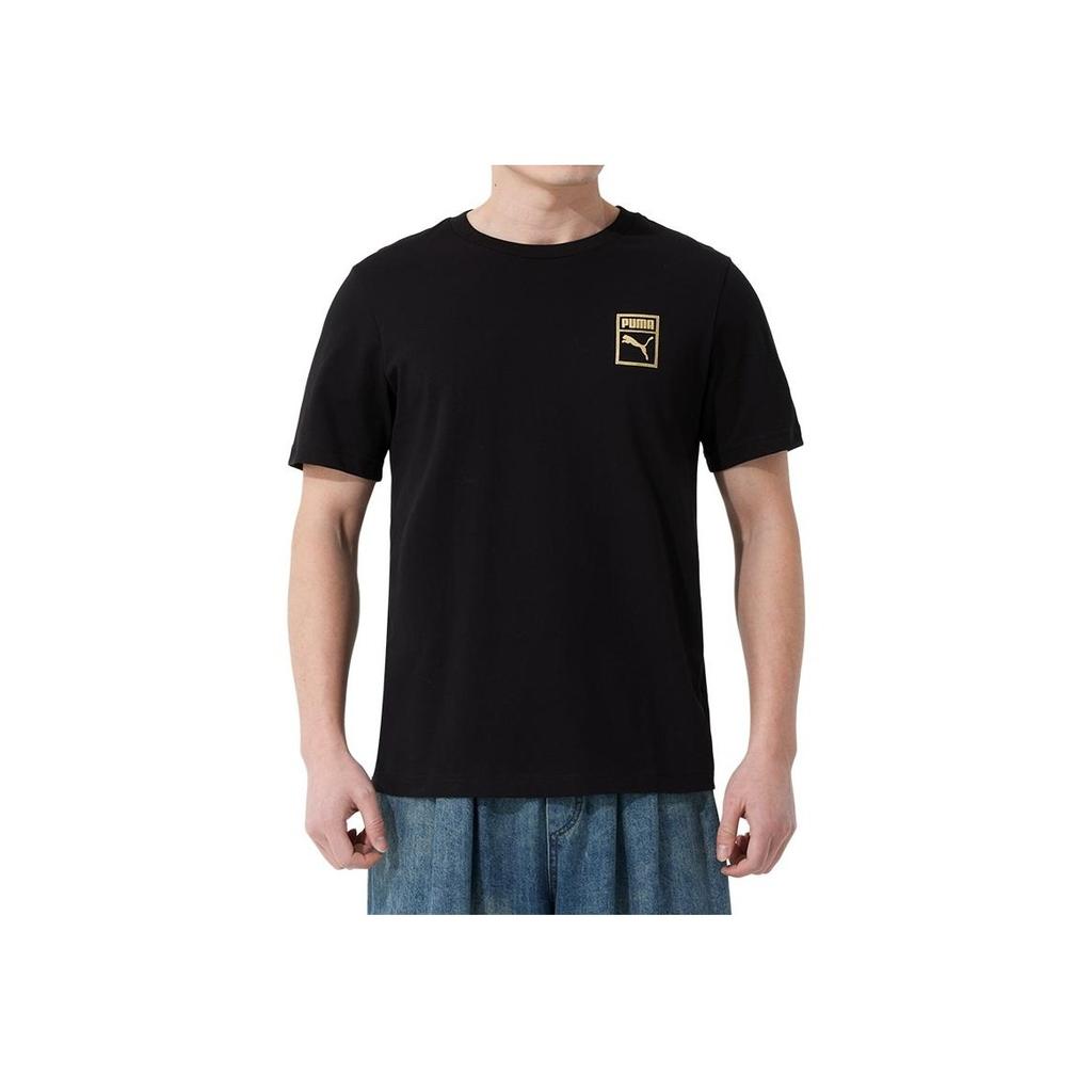 Puma Logo Breathable Sports Casual Short Sleeve T-Shirt Men Tops Black 689270-01