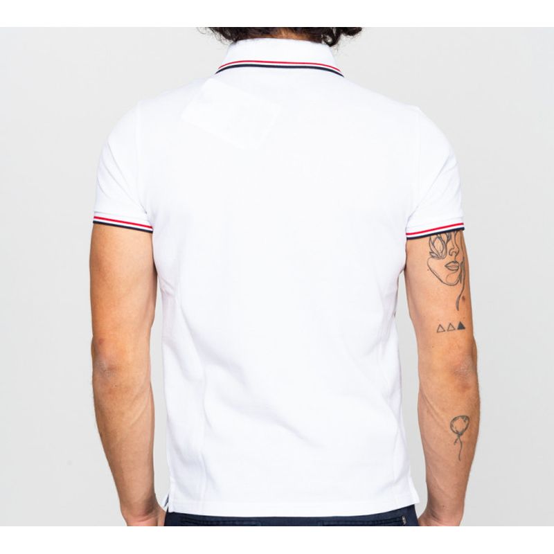 Moncler FW20 Logo Knit Striped Polo Shirt Men tops White G10918A7030084556001
