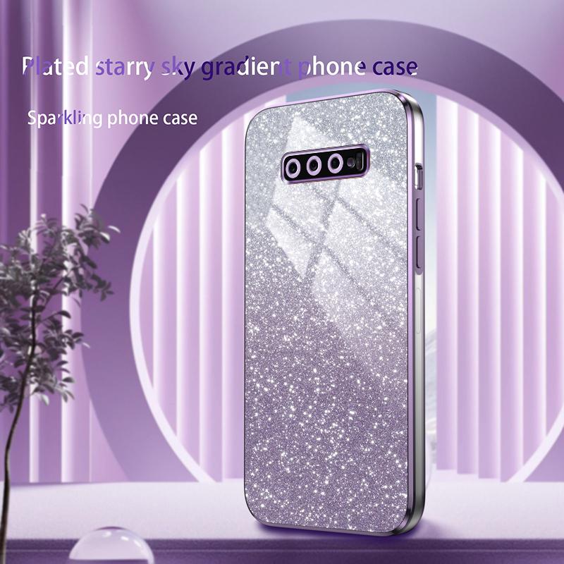 Für Samsung Galaxy S10 Luxus Galvanisiertes Glitzer-Case Für Samsung S10 Plus Weiche TPU Stoßstange Transparente Handy-Rückseite