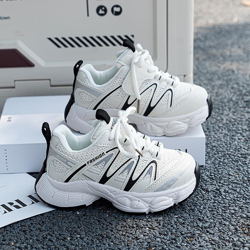 

[Spring Summer Kids Shoes Lightweight Breathable Sports Running Shoes Korean Casual Dad Sneakers for Boys and Girls] size 31 білий