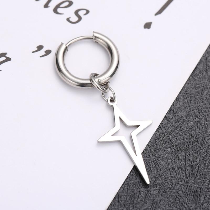 Hollow Hoop Earring Big-Star Earrings Stud Earring Stainless Steel Earring Women Jewelry Star Inverted Triangle-Earring