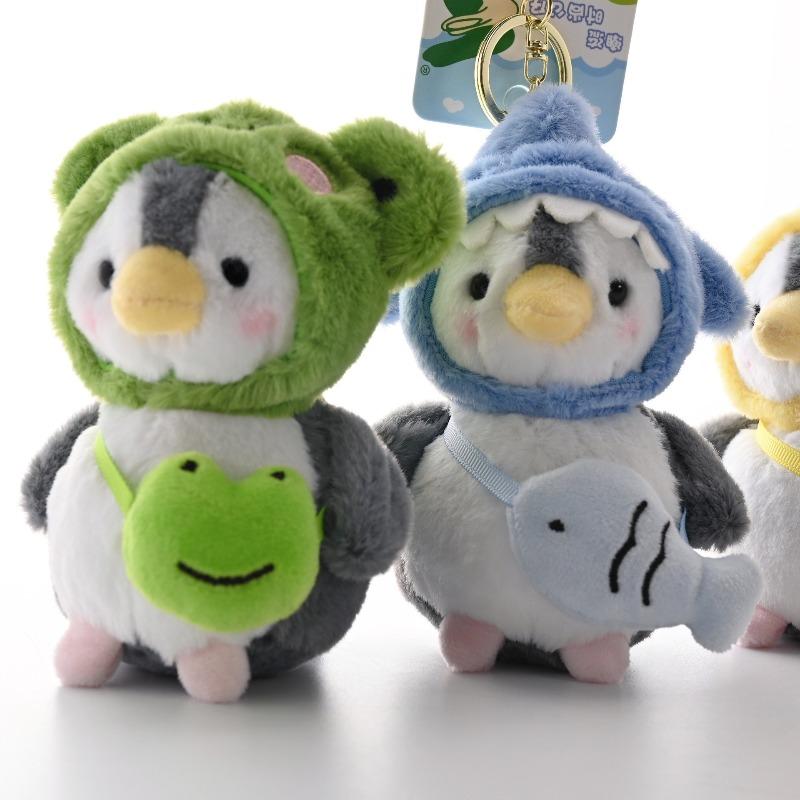 Cute Penguin Plush Keychain Soft Kawaii Cartoon Penguin with Hats Key Chain Bag Ornaments Super Soft Plushie Pendant Couple Gift
