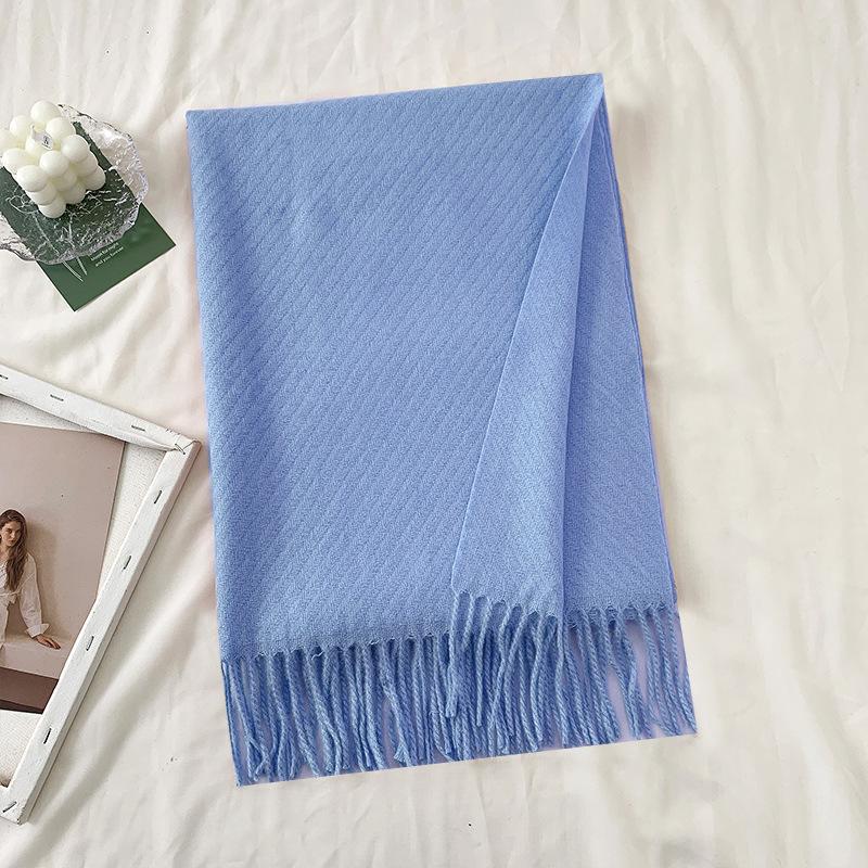New Autumn and Winter Wool Scarf for Women Versatile Solid Color Scarf  Thickened Warm Shawl  Simple Tassel Red Scarf