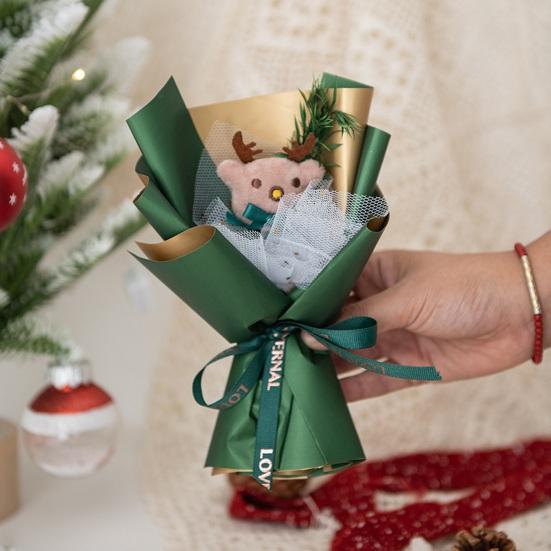 Mini vánoční kytice Umělé jehličí Borovice Šiška Bavlněná květina Ruční kytice Ornament Roztomilé stolní ozdoby Dekorace na vánoční stromeček