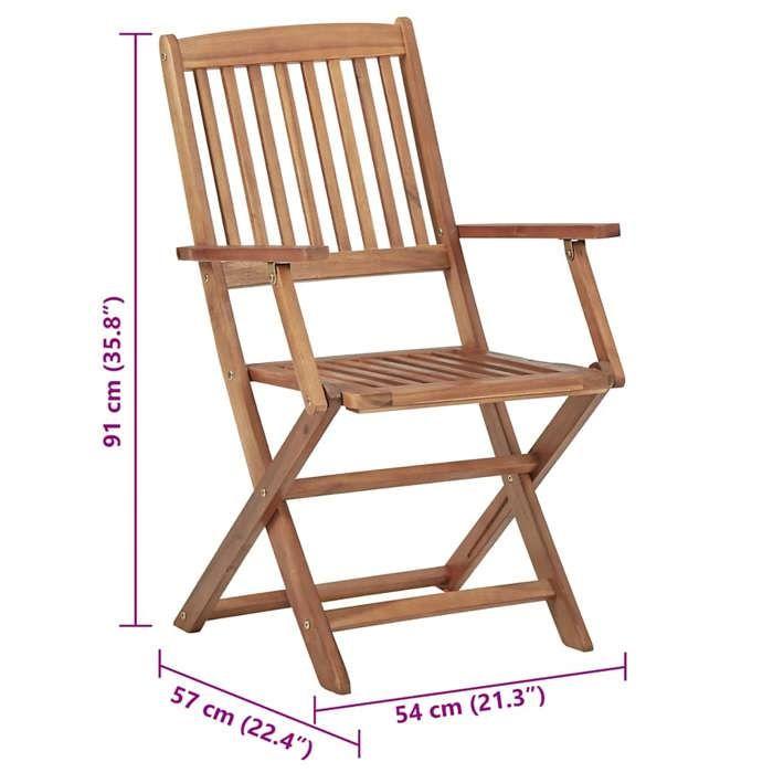 VidaXL Lot de 4 Chaises Pliables de Jardin avec Coussins, Sièges de Terrasse, Chaises de Salle à Manger, Meubles de Patio 3064625