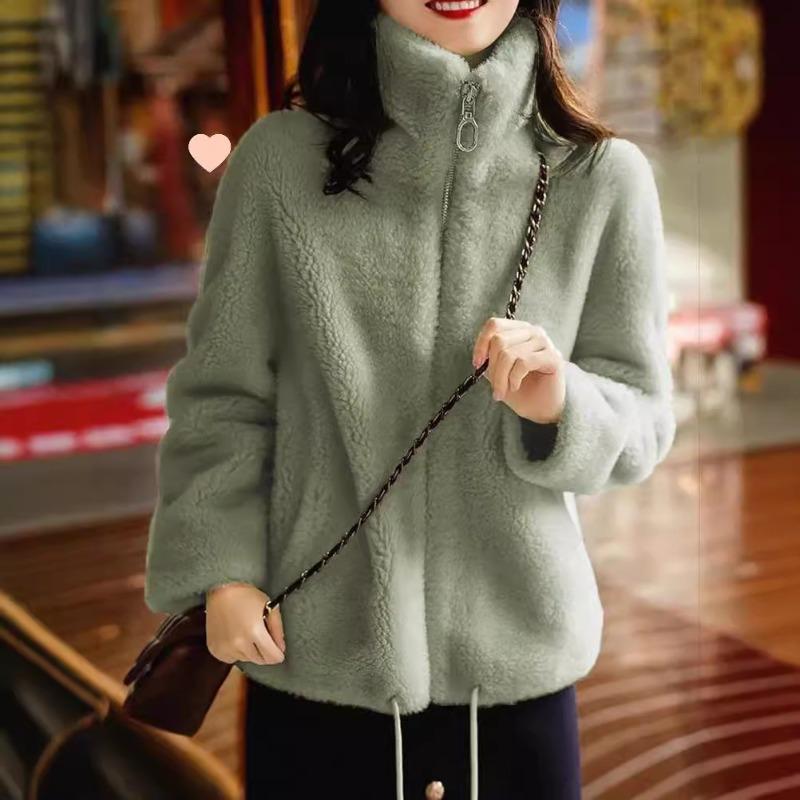 Autumn and Winter Thermal Sweater Cardigan Fleece Jacket Women's Fleece Thickened Double-sided Fleece Large-size Fleece Jacket