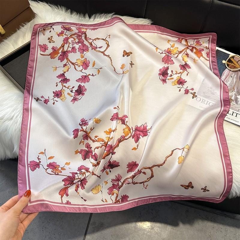 70x70cm Lightweight Silk-Look Square Scarf Women French Chic Hair Band Office Accessory Viscose 96%