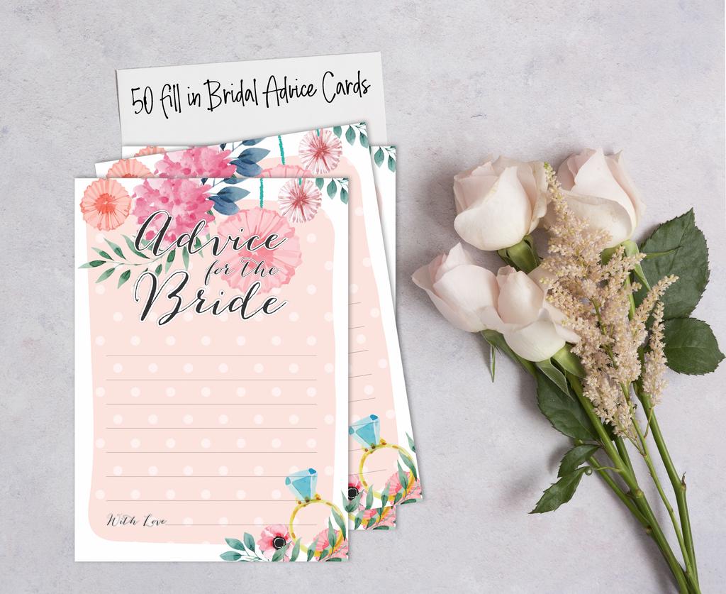 Inkdotpot Bridal Shower Games Advice For The Bride Set Of 50A FloralA Mad Libs Game