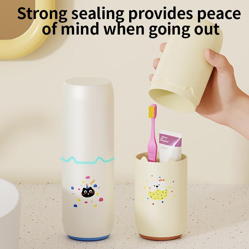 2-in-1 travel wash cup set storage box - toothpaste and toothbrush cup, portable and breathable