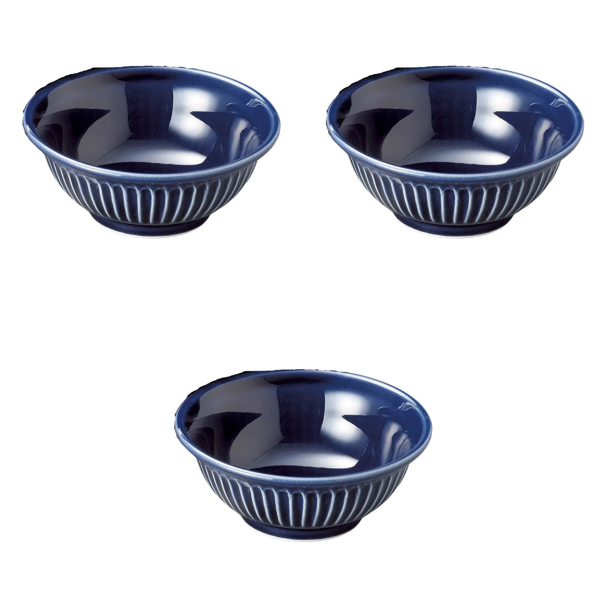

Set of 3 Chrysanthemum and Blue Small Bowls x Banko Ware Earthenware Banko Setomonohonpo [13 5cm] Pots, Ware,