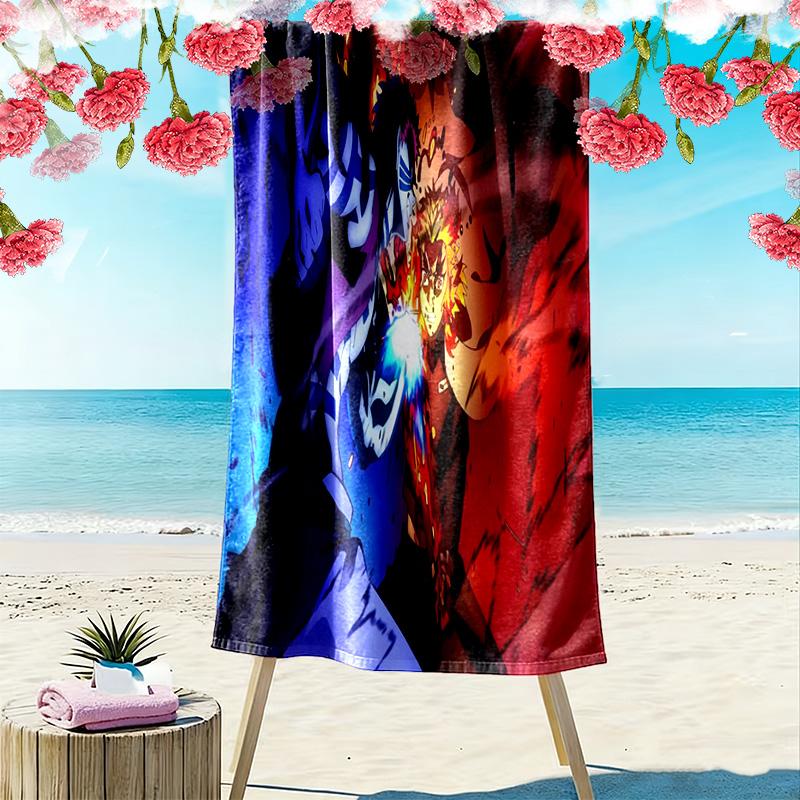 Dynamic Demon Slayer Art beach towel Outdoor camping Portable for travel quickdrying swim towel swim Absorbent bath towel Comfort printing