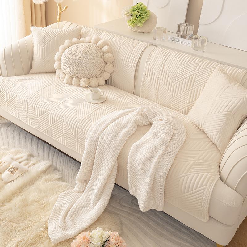 Sofa Cushion for All Seasons, Non-slip, Thickened Plush Cushion for Winter, Simple Modern Sofa Cover with Cloth Towel