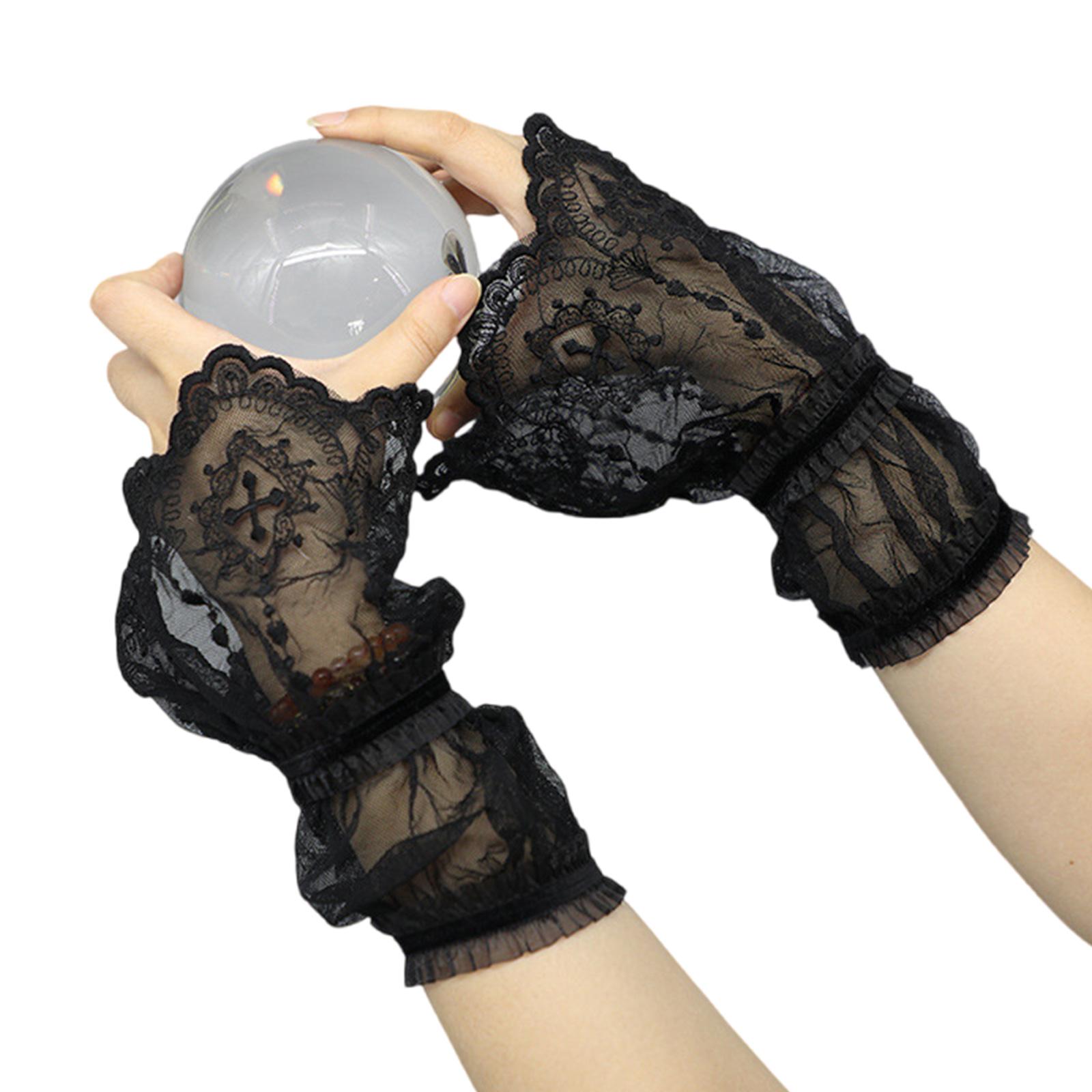 

Рукава с кружевными цветами, съемные рукава для женщин и девочек, кружевные манжеты на запястье для свитера и платья, все подходящие аксессуары чёрный