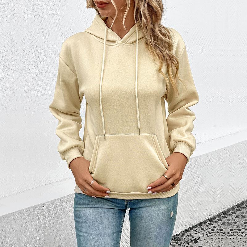 Modischer und lässiger Herbst-Hoodie für Damen mit langen Ärmeln und einfarbigem Design