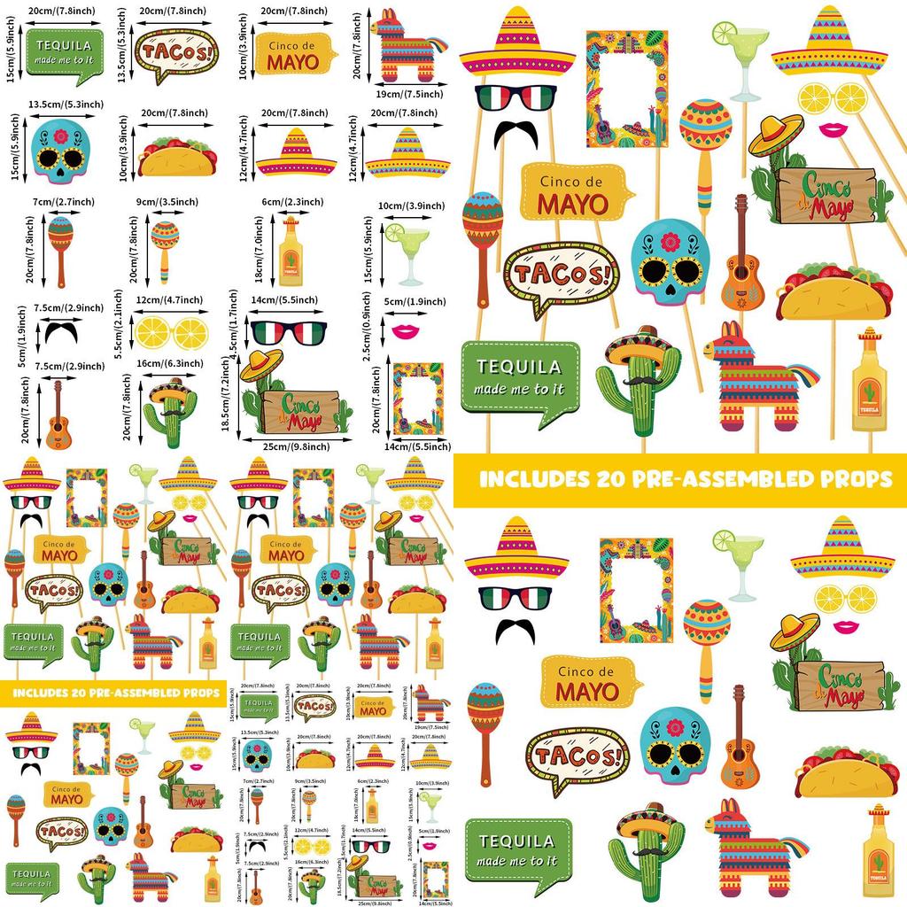 Mexican Carnival Photo Props Party Decorations With Paper Material For Festive Events
