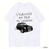 TShirt with London Taxi  Slogan Graphic Loose Streetwear Style Soft Heavyweight Fabric Classic Crew Neck for Travel