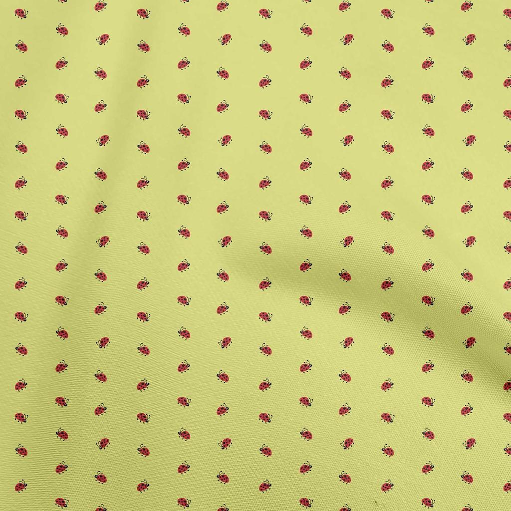 oneOone Cotton Poplin Light Green Fabric Bird Ladybird  Sewing Craft Projects Fabric Prints By Yard 42 Inch