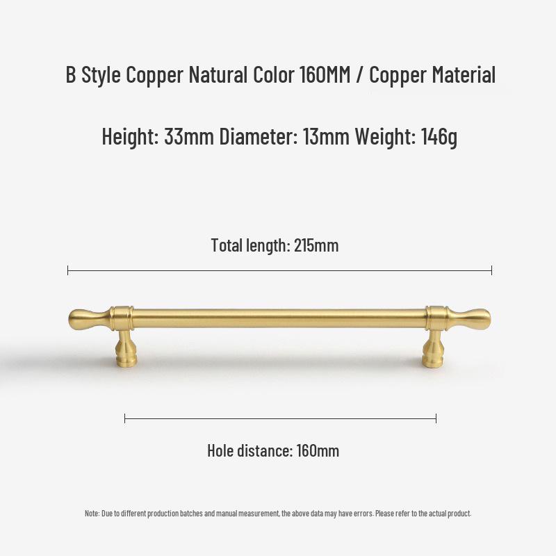 French Light Luxury Gold Brass Drawer Pull Handle