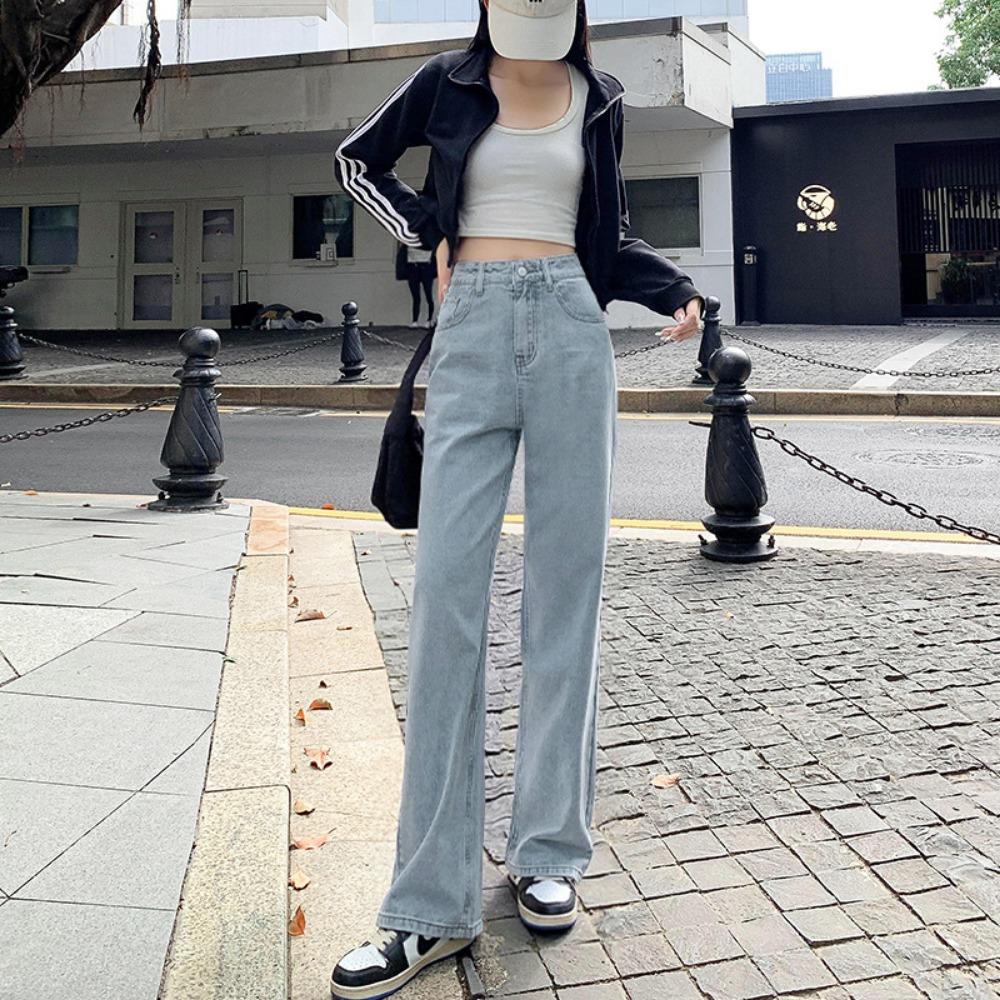 Autumn and Winter New High-waisted Wide-leg Denim Trousers Women's Loose High and Thin Casual Versatile Mopping Jeans