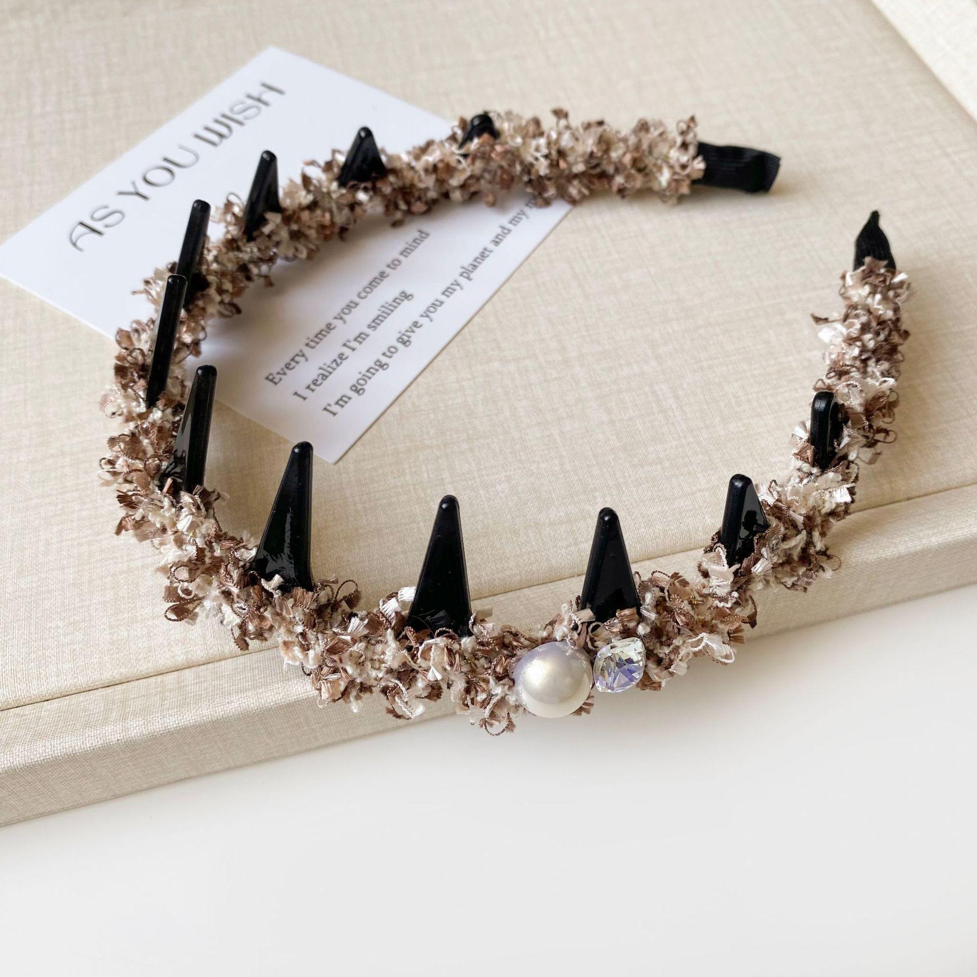 

Новейшая длинная зубчатая цветная шерстяная плетеная повязка на голову женская нескользящая повязка для волос зуб милые девочки зуб аксессуары для волос головная повязка