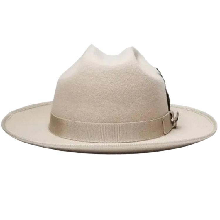 Elegant Woven Belt Hat Cosplay Costume All Matching Panama Hat Stage Performers Dancing Hat Adult Winter Warm Wool Hat