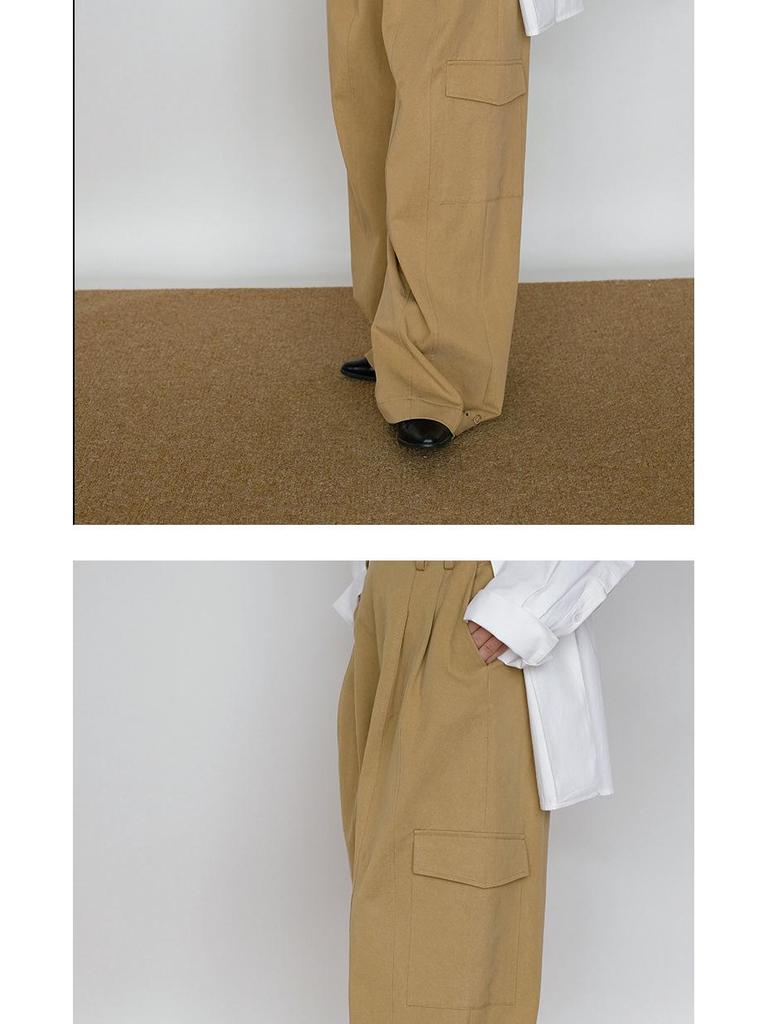 Women's Spring Drape Twill Tencel Cotton Wide-Leg Elastic Waist Pants - Versatile Workwear and Casual Slim Trousers