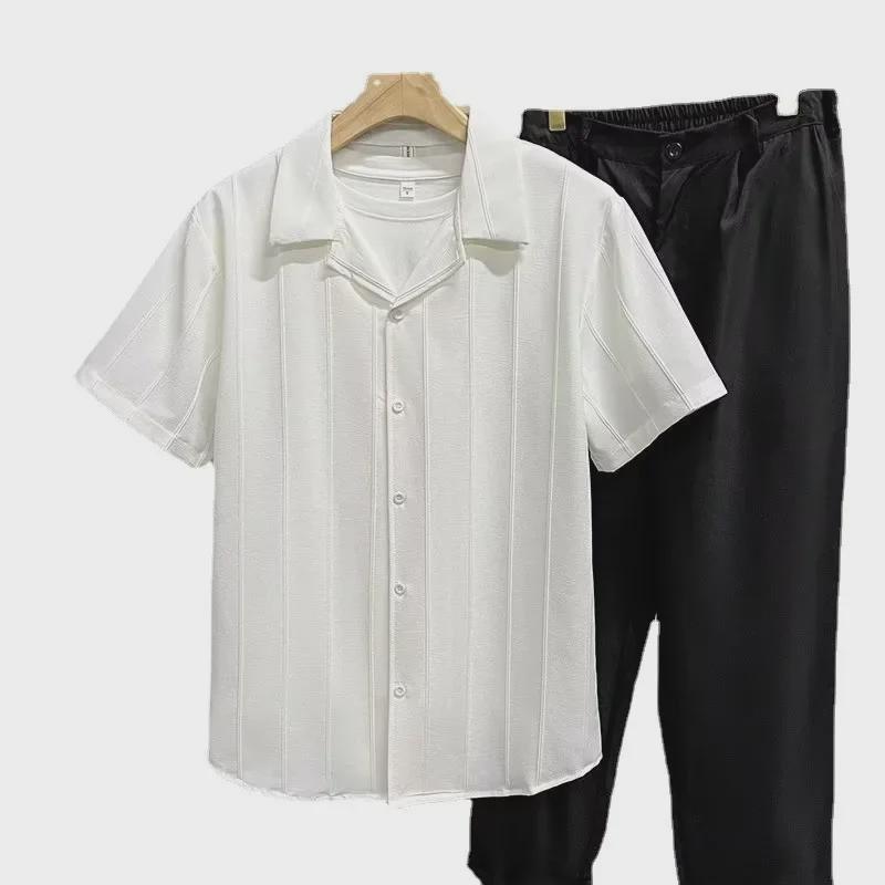 Košile s krátkým rukávem v japonském stylu jednobarevná pro mládež