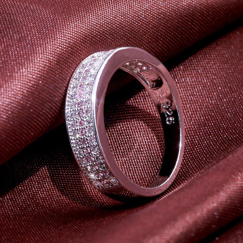 Ladies Ring, Copper Silver Plated Blue And White Zircon Engagement Ring Gift No. 10 розовый