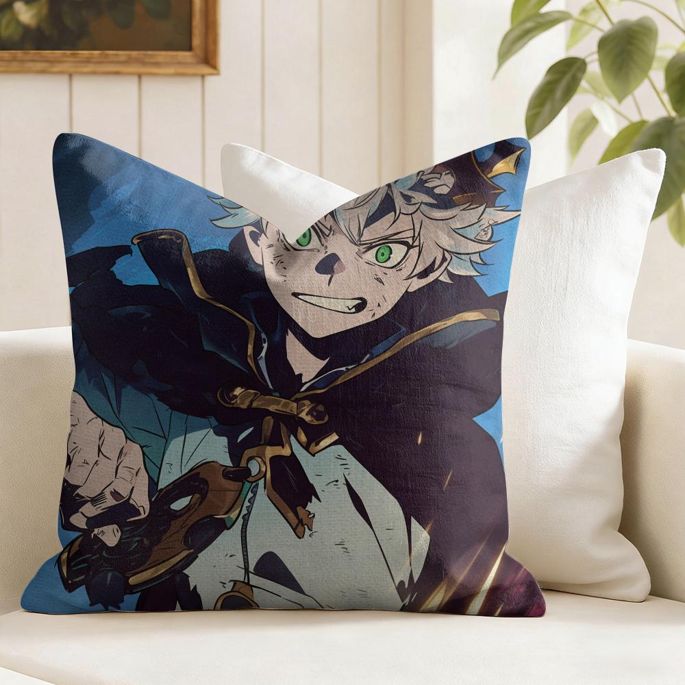 Cartoon Black CClover Cushion Cover Eco Linen Pillow Case DoubleSided Print Breathable Durable Zipper Home Decor Gift