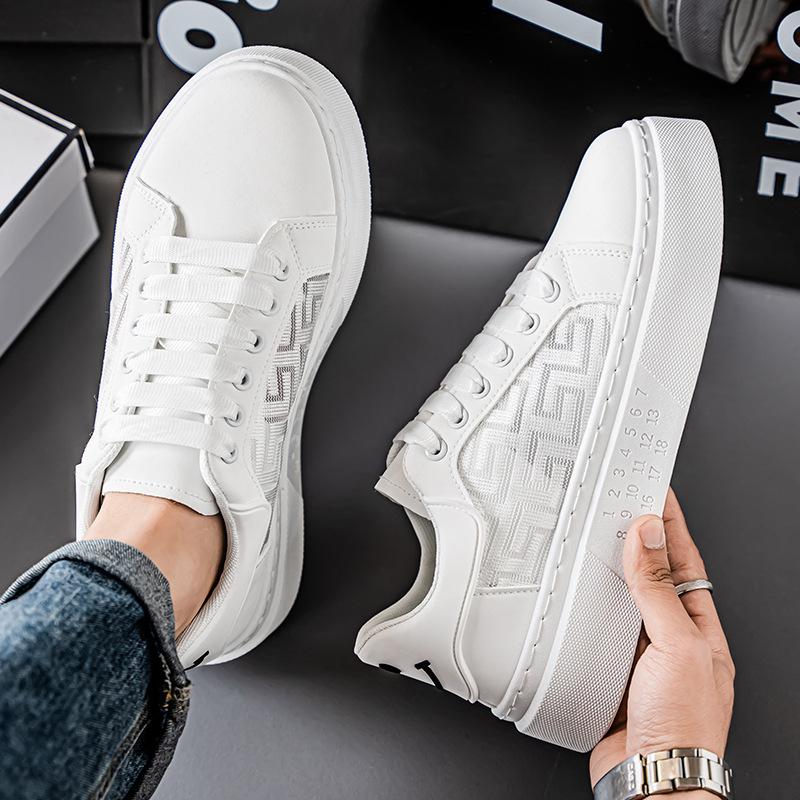 Men'S Shoes Breathable Hollow Mesh Shoes Little White Shoes Men'S Trend Thick-Soled Sports And Leisure Board Shoes Men