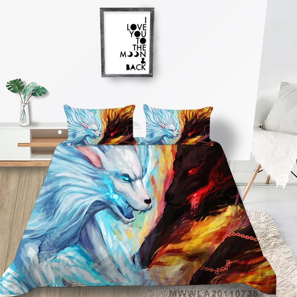 2023 New Style King Size Bedding Animals Home Bedclothes High Quality 3D Wolf Printed Luxury Comforter Cover Set with Pillowcase