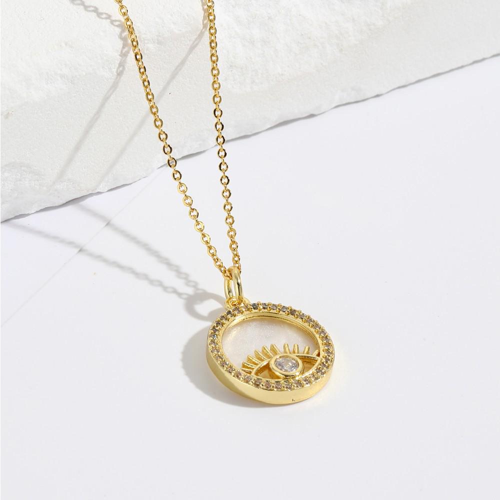 Round Angel Sunflower Shell Pendant Necklace - Star & Moon Design for Women, European & American Style