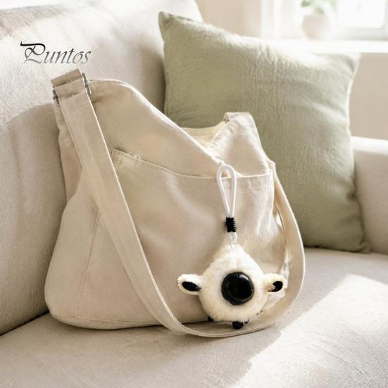 Bag Decoration Pendant Plush Animal Keychain, Soft Stuffed with Braided Cord, Round Cute Keyring Bunny Sheep Charm for Backpack, Decorative Mini Doll