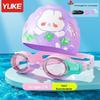 Ekte Yuke Tegneserie PU Vanntett Barnesvømmehette og Svømmebriller med Ørebeskyttelse