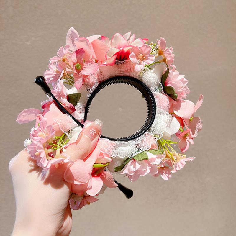 Künstliches Stoffblumen-Haarband für Damen, ethnische Haarbänder, künstliche Krone, Kranz, Party-Kopfschmuck