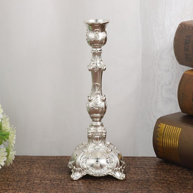 European Metal Candlestick Holder Retro Zinc Alloy Candle Holder Ornament Candle Stand Candlelight Dinner Props Candles Rack
