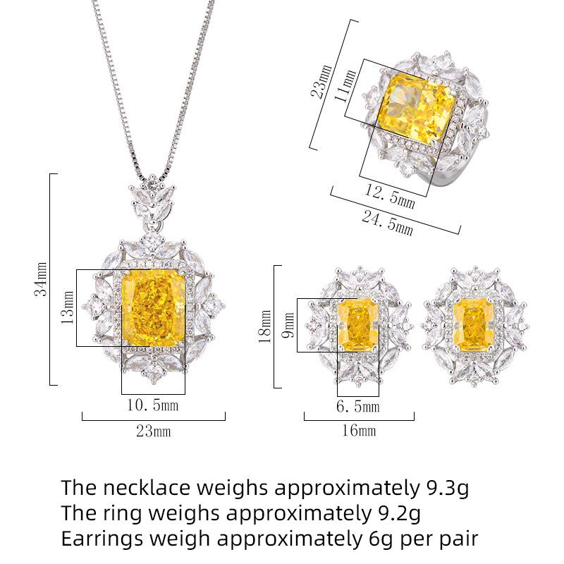 Autumn New Fashion Women's Light Luxury Zircon Micro Inlaid Necklace Set Ring Set Party Holiday Gift