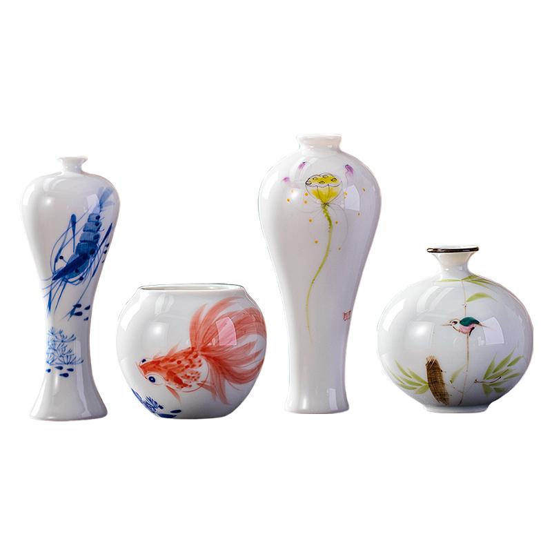 1PC Hand-Painted Small Vase Copperwort Green Dried Flower Arrangement Mini Ceramic Home Soft Furnishings Multi-Style