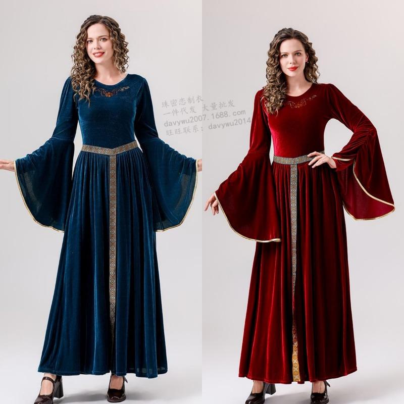 Halloween Parent-Child, Vintage Court Ball Trumpet Sleeve European Medieval Dress