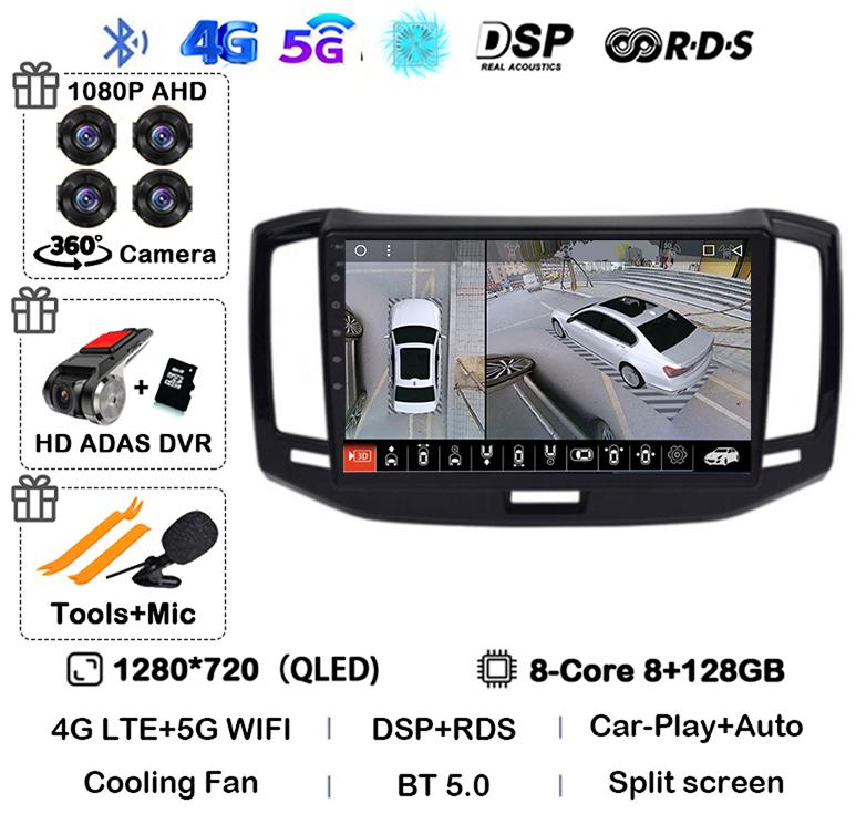Android 14 Auto CarPlay WiFi+4G Autoradio GPS Für Chery E3 2013 2014 2015 2016 2017 Multimedia Video Player 360 Kamera Head Unit