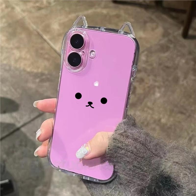 Cute Expression Small Waisted Cat Ear Shell for Apple 16promax Mobile Phone Case New Model for IPhone15plus Set